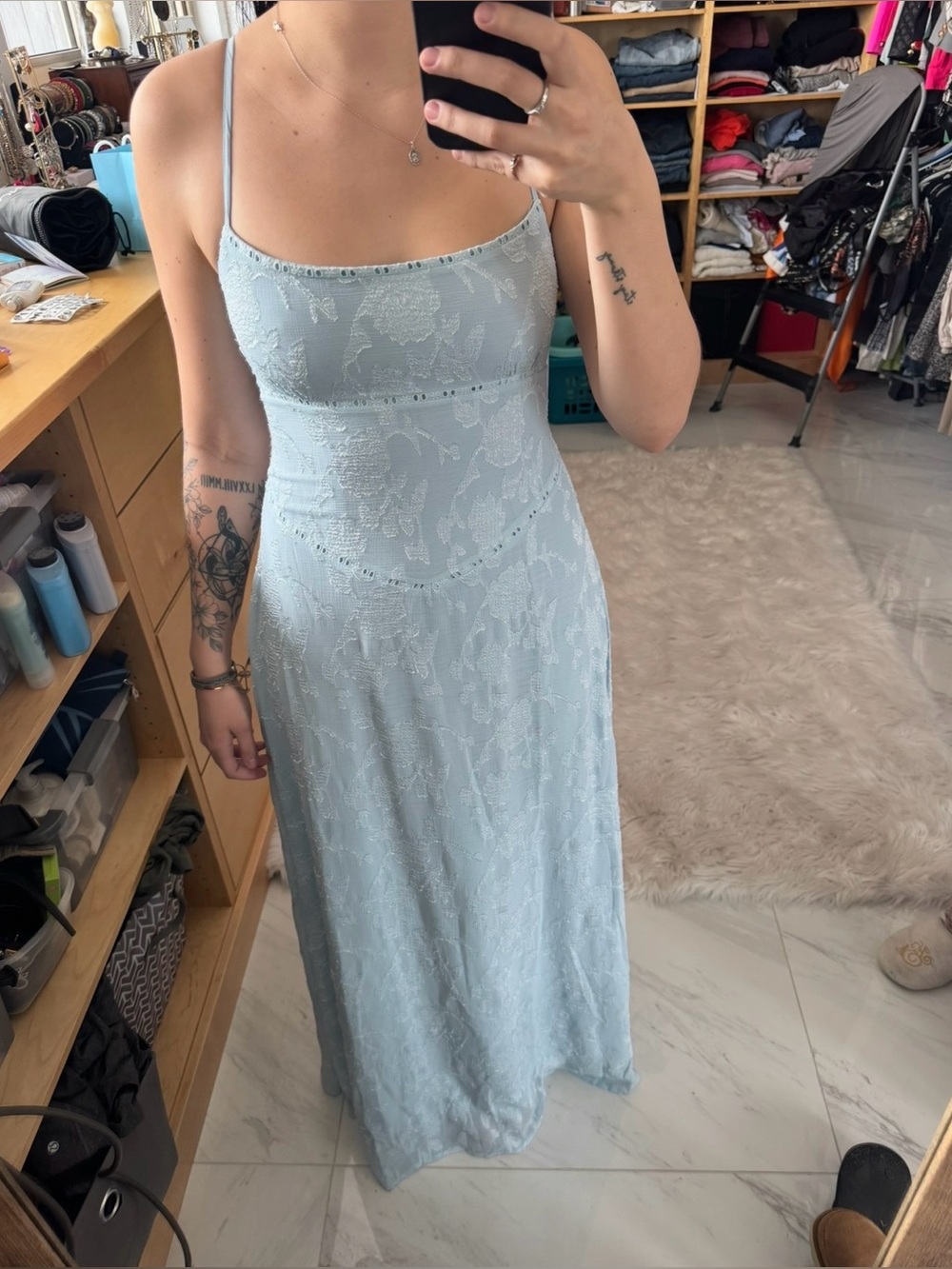 Princess Polly South of France Maxi Dress in Blue. Size: 10. Blue floral dress - Picture 3 of 6
